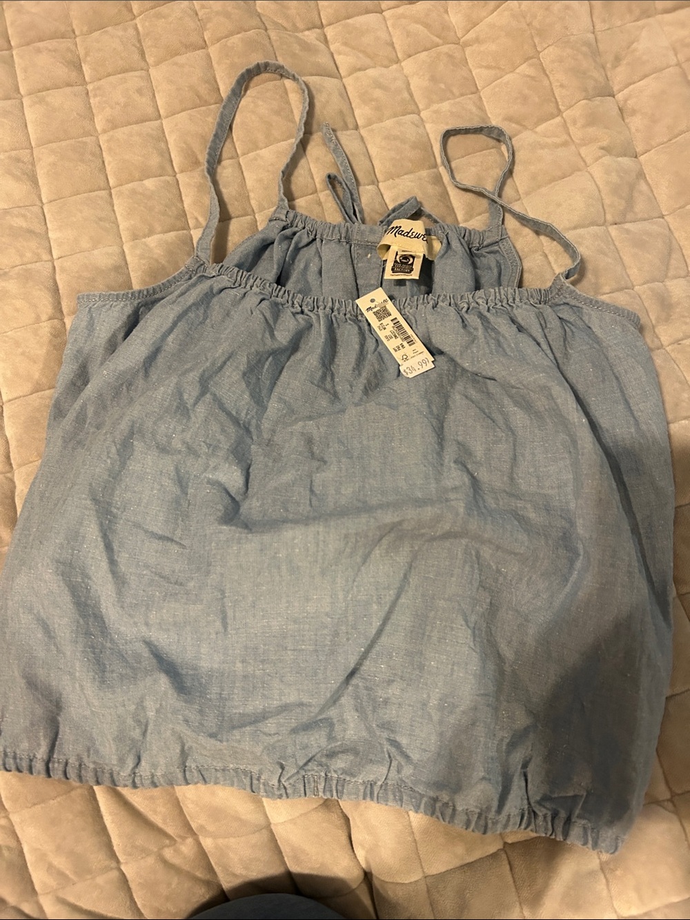Madewell Light Chambray Blue Cropped Tank Top Denim lightweight